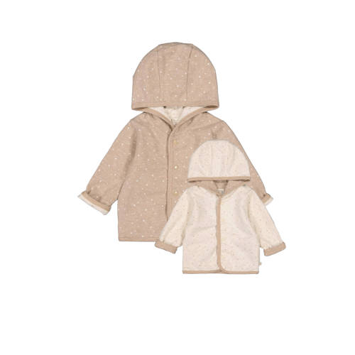 Feetje sweatvest taupe Bruin Jongens/Meisjes Katoen Capuchon Stip