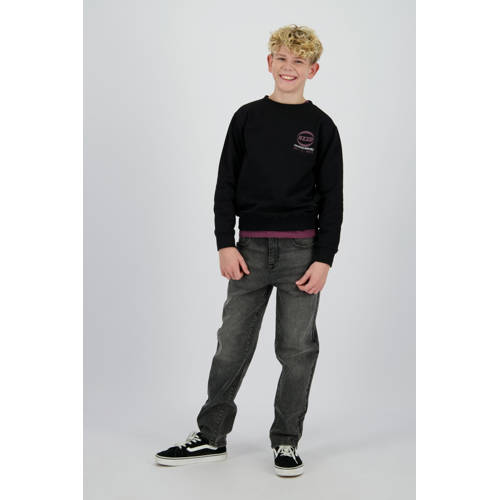 Raizzed sweater zwart Jongens Stretchkatoen Ronde hals Logo