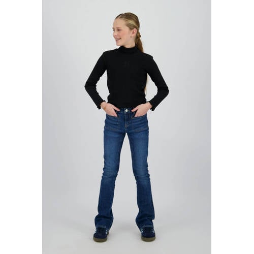 Raizzed longsleeve zwart Meisjes Stretchkatoen Col Effen