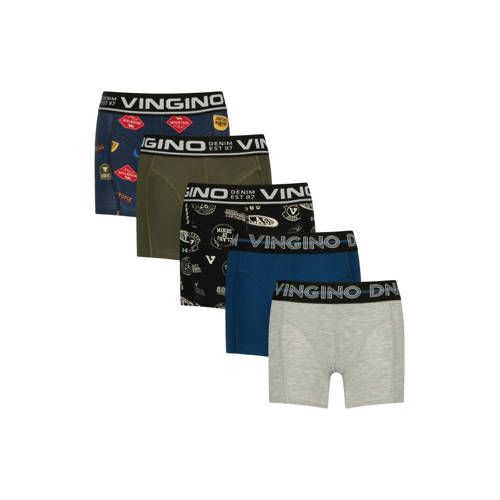 Vingino boxershort - set van 5 zwart/mulitcolor Jongens Stretchkatoen Meerkleurig - maat 158/164 afbeelding