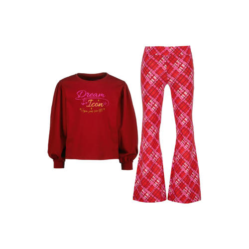 Vingino pyjama Welra rood Meisjes Stretchkatoen Ronde hals Ruit - maat 146/152 afbeelding