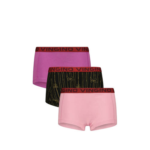 Vingino short - set van 3 roze/zwart/lichtroze Slip Meisjes Stretchkatoen - maat 134/140 afbeelding
