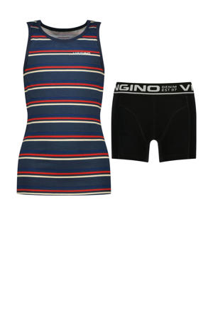   hemd + boxershort donkerblauw/rood/wit