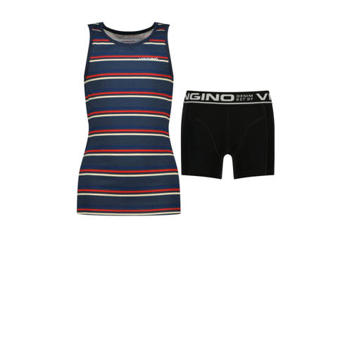 Vingino hemd + boxershort donkerblauw/rood/wit Top + short Jongens Stretchkatoen Ronde hals