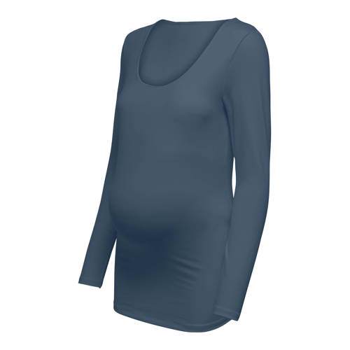 ONLY MATERNITY zwangerschaps longsleeve blauw Dames Katoen Ronde hals Effen - maat L afbeelding