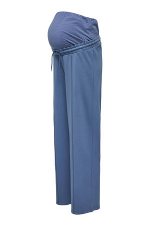 wide leg regular waist zwangerschaps casual broek blauw