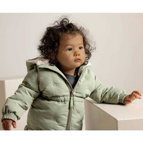 Noppies baby winterjas lichtgroen Meisjes Polyester Capuchon Effen - maat 74 afbeelding