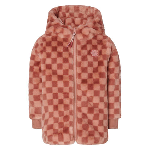 Noppies kids imitatiebonten winterjas roze Ruit - maat 140 afbeelding