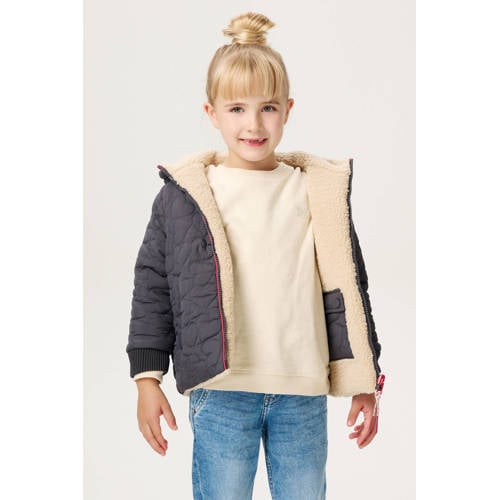 Noppies kids reversible jas grijs Meisjes Teddy Capuchon Meerkleurig - maat 116 afbeelding