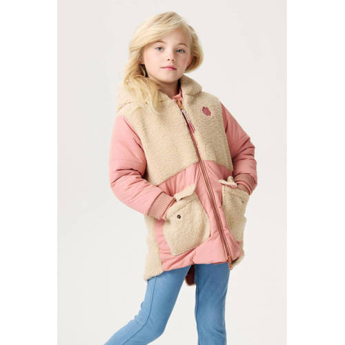 Noppies kids reversible jas roze Meisjes Teddy Capuchon Meerkleurig - maat 134 afbeelding