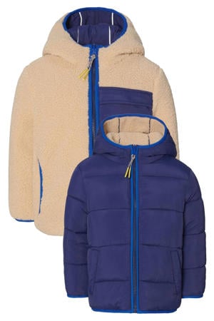 reversible jas blauw