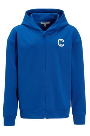 sweatvest met logo blauw