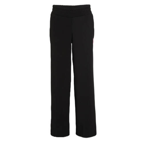 Coolcat wide leg broek met contrastbies Mikkie zwart Meisjes Katoen Logo - maat 122/128 afbeelding