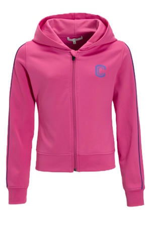 vest met contrastbies roze