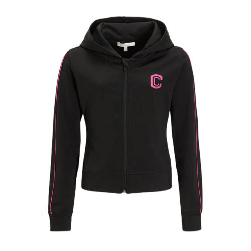 Coolcat vest met contrastbies Lara zwart Meisjes Katoen Capuchon Logo - maat 170/176 afbeelding