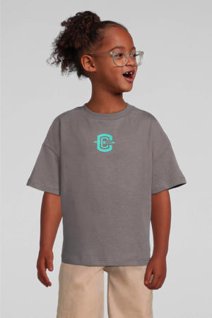 T-shirt met beer printopdruk Esmee grijs