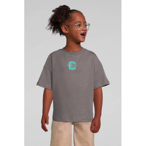 Coolcat T-shirt met beer printopdruk Esmee grijs Meisjes Katoen Ronde hals