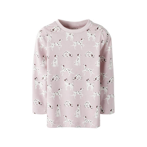 NAME IT MINI longsleeve lichtroze/wit Meisjes Stretchkatoen Ronde hals