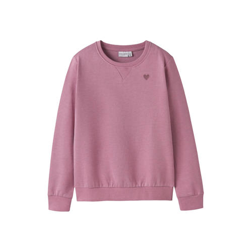 NAME IT MINI sweater lila Paars Meisjes Katoen Ronde hals Effen - maat 122/128 afbeelding