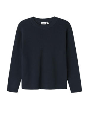 trui donkerblauw gebreid