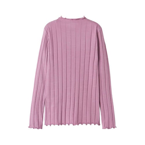 NAME IT KIDS longsleeve rib gebreid paars Meisjes Katoen Opstaande kraag - maat 122/128 afbeelding
