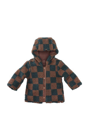 teddy winterjas Naim bruin/grijs