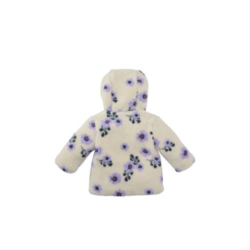 Z8 newborn teddy winterjas Nayla offwhite/paars Ecru Bloemen