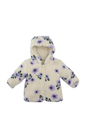 teddy winterjas Nayla offwhite/paars