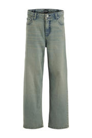 thumbnail: Medium blue denim jongens JACK & JONES JUNIOR baggy  waist baggy jeans van stretchkatoen met high waist, rits- en knoopsluiting en effen