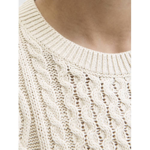 JACK & JONES JUNIOR gebreide trui ecru met kabels Jongens Acryl Ronde hals