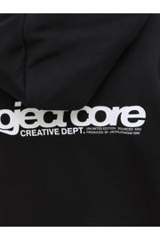 thumbnail: Zwarte jongens JACK & JONES JUNIOR hoodie van sweat materiaal met backprint, lange mouwen en capuchon