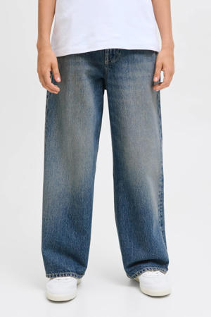 high waist wide leg jeans medium blue denim