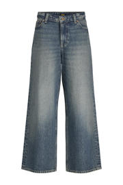 thumbnail: Medium blue denim jongens JACK & JONES JUNIOR high waist wide leg jeans van denim met rits- en knoopsluiting en effen
