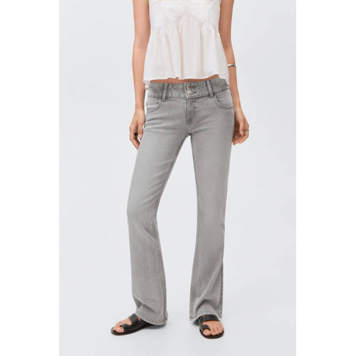 MANGO TEEN low waist flared jeans grey denim Grijs Meisjes Stretchdenim - maat 172(L) afbeelding