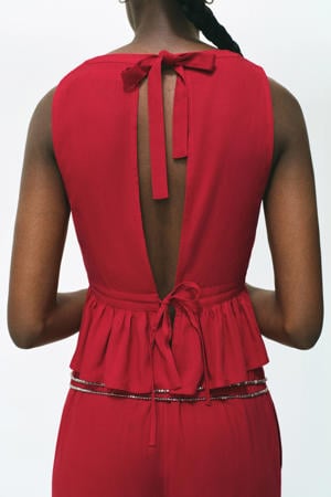 mouwloze top met linnen rood