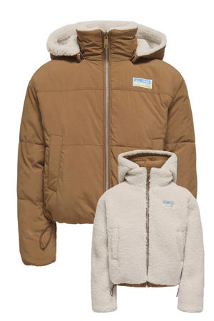 reversible gewatteerde winterjas  camel/ecru