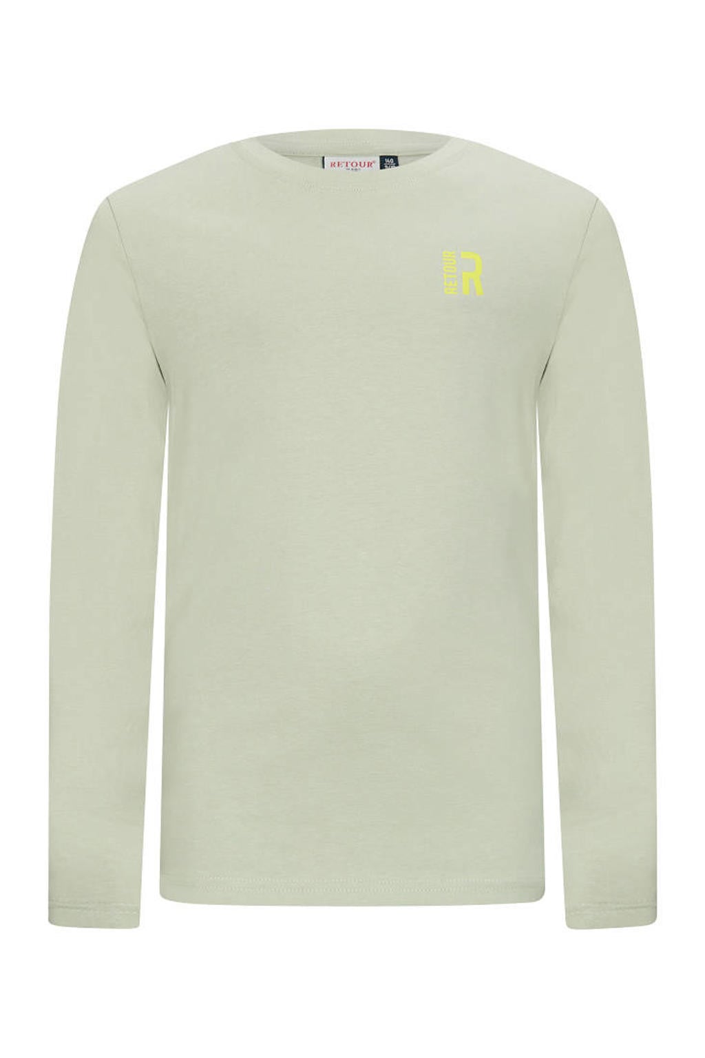 Groene jongens Retour Jeans longsleeve van stretchkatoen met effen, lange mouwen en ronde hals
