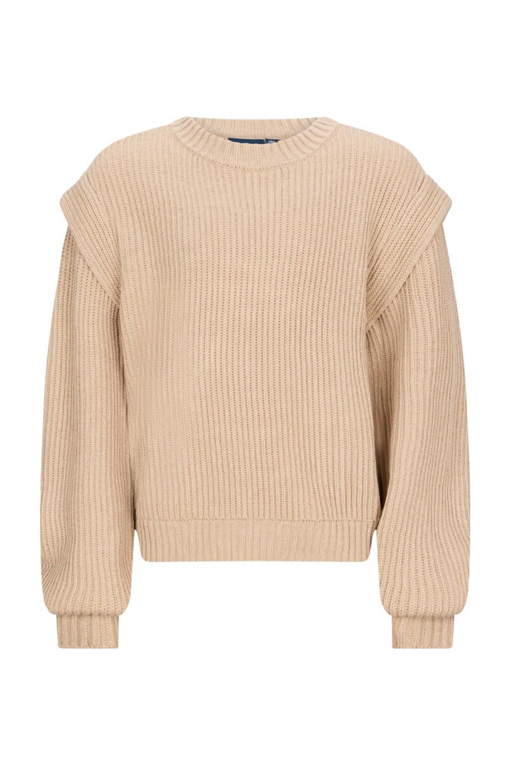 Beige meisjes Retour Jeans trui grof gebreid van acryl met effen en lange mouwen