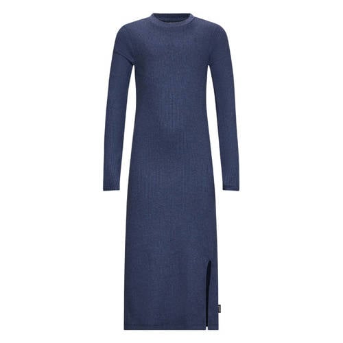 Retour Jeans maxi jurk rib gebreid donkerblauw Meisjes Stretchkatoen Ronde hals