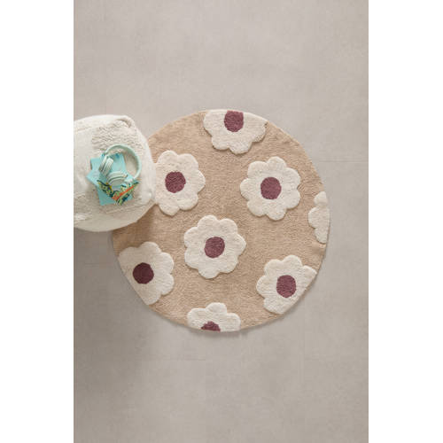 NOUS Kids kindervloerkleed Aurelle (Ø110 cm) Beige Bloemen afbeelding