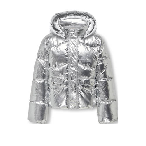 KIDS ONLY GIRL gewatteerde jas zilver Meisjes Polyester Capuchon Effen - maat 140 afbeelding
