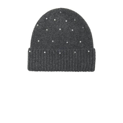 KIDS ONLY GIRL muts met parels donkergrijs melange Meisjes Polyester All over print