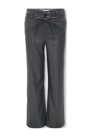 imitatieleren straight casual broek zwart