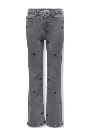 wide leg jeans met hartjes grey denim