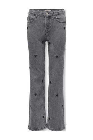 wide leg jeans met hartjes grey denim