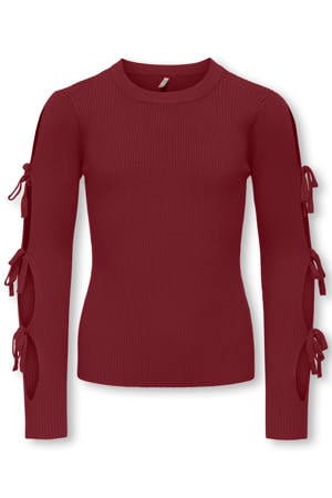 trui donkerrood rib gebreid
