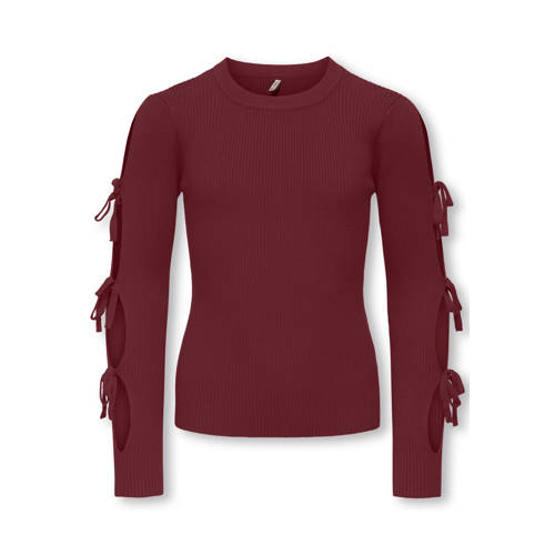 KIDS ONLY GIRL trui donkerrood rib gebreid Meisjes Viscose Ronde hals Effen - maat 146/152 afbeelding