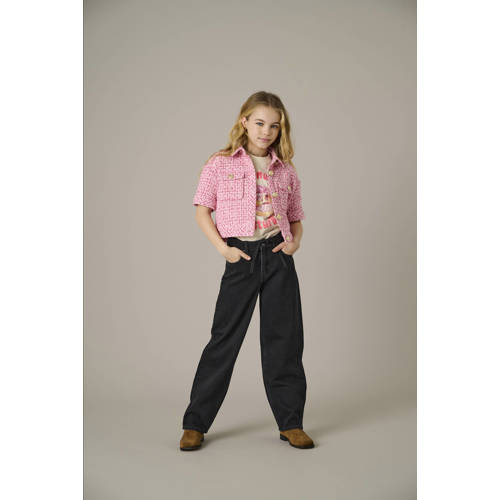 KIDS ONLY GIRL straight leg jeans black denim Zwart Effen - maat 140 afbeelding