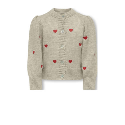 KIDS ONLY MINI gebreid vest met hartjes greige Beige Meisjes Acryl Ronde hals - maat 104 afbeelding