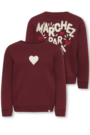 sweater met backprint donkerrood